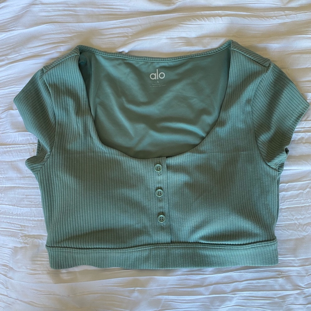 Alo blissful Henley cropped top